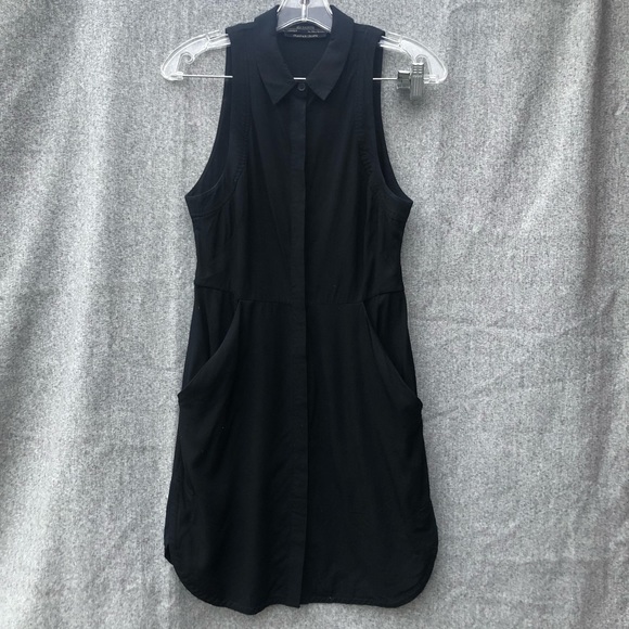AllSaints Black Collared Tank Dress w/ Pockets - Picture 1 of 7